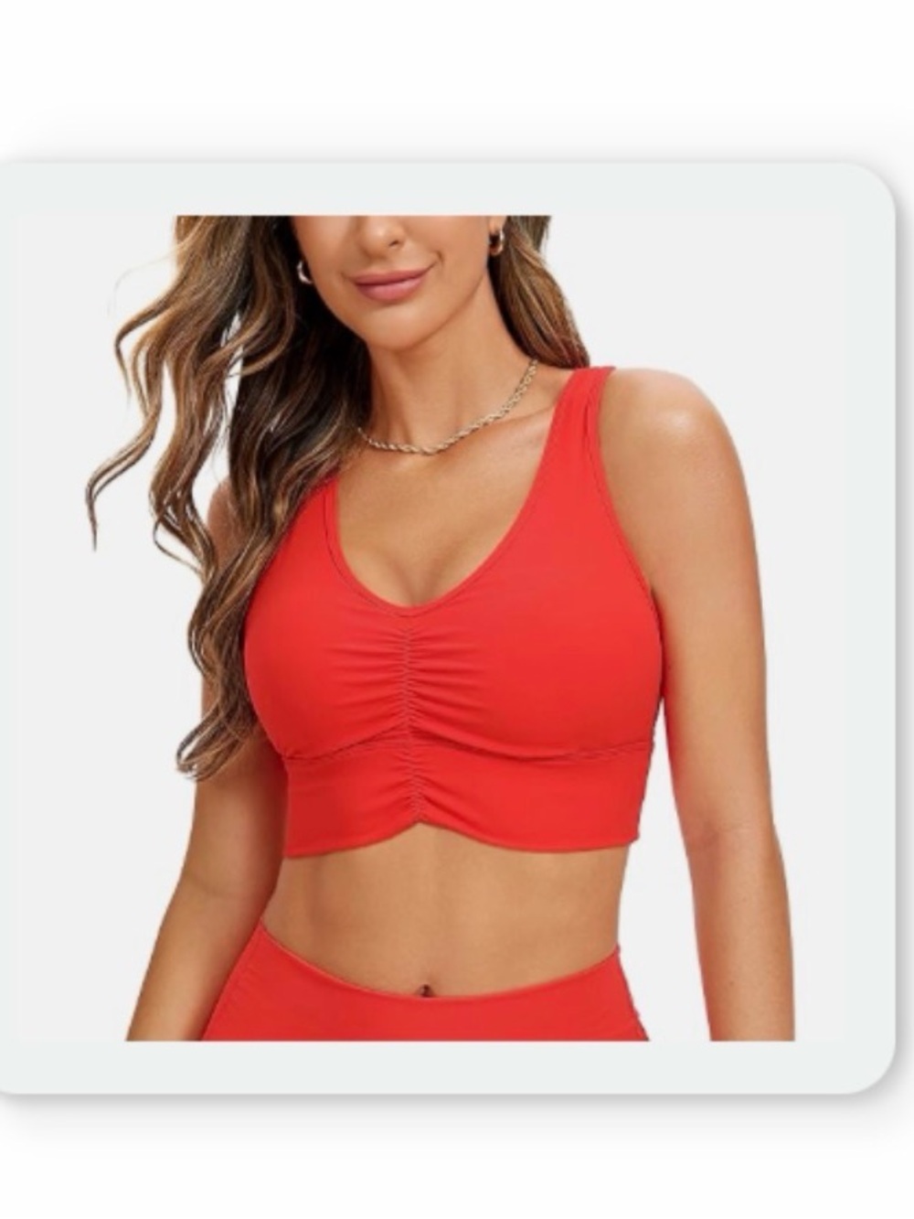 CRZ Yoga Ruched Red Sports Bralette & matching Dolphin shorts